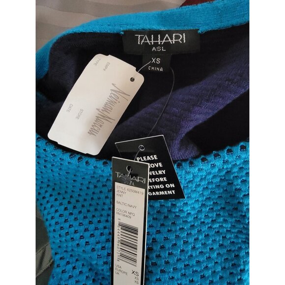 Tahari ASL Baltic Blue Sleeveless Knit Top XS New With Tags Retails $139 - Picture 3 of 4